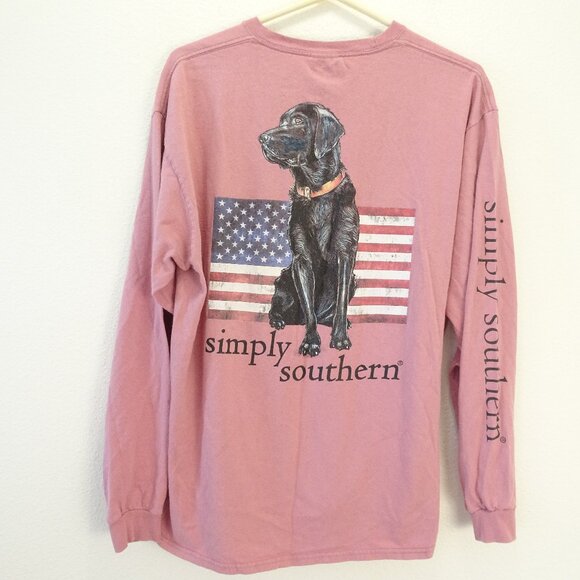 Simply Southern Long Sleeve Pink Women's Large Labrador Retriever - Picture 1 of 6